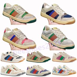 Men Italy Bee Casual Shoes Women Fashion Leather Dirty Shoe Screener Embroidered Green Red Stripe Couples Trainers Des Chaussures