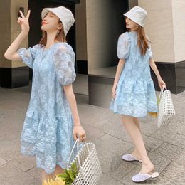 6123# Maternity Clothes Summer Short Sleeve Easy Matching Loose fleabane Stylish Dress for Pregnant Women Mom Dress