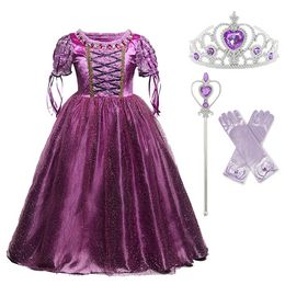 Kids Clothing Cinderella Cosplay Princess Costume Children Fancy Christening Dresses Purple