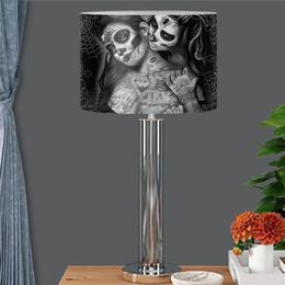 Lamp Covers & Shades 2021 Fashion Grey Table Shade Cover Halloween Home Decor Gothic Sugar Skull Girls Printed Dustproof Washable Abajur