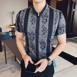 Fashion Cotton Men Striped Shirt Short Sleeve Slim Casual Shirts Men Dress Business Formal Social Male Clothes Camisa Masculina 210527