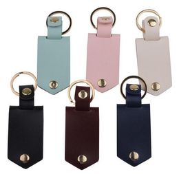 Leather Keychains Pendant Sublimation Blank Aluminium Alloy Car Key Ring Heat Transfer DIY Decorative Keychain Wholesale