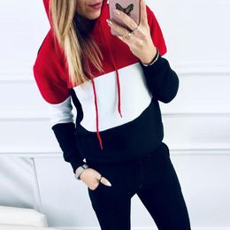 Women's Hoodies & Sweatshirts Tracksuit Women Autumn And Winter Fleece Color Matching Long Pants Set Two Pieces Casual Sporting Suit Female