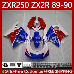 Motorcycle Red blue Bodys For KAWASAKI NINJA ZX2R ZXR250 ZX 2R 2 R R250 ZXR 250 89-98 Bodywork 84No.31 ZX2 R ZX-2R ZXR-250 89 90 ZX-R250 1989 1990 Full Fairing Kit