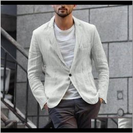 Blazers Mens Slim Fit Business Casual Suit Tops Cotton Linen Blend Pocket Long Sleeve Suits Blazer Jacket Outwear Turndown Collar C24Ol