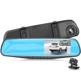 4.3 Inch Car DVR Camera Digital Rearview Mirror Registrar Camcorder Dual Lens Front 170° Rear 120° Wide View Angle Full HD 1080P