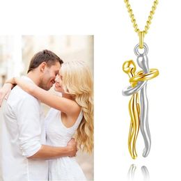 Couple Hugging Pendant Necklace for Women Men Fashion Personality Couple Necklace Love Witness Jewellery Valentine's Day Gift