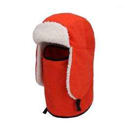 1pc Thick Bomber Hat Unisex Breathable Detachable Mask Hats Women Men Cold Winter Warm Headwear Woman Man Ski Caps Cycling & Masks