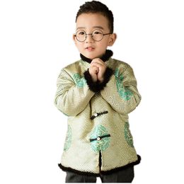 Children Coat Fleece Tang Suit For Baby Boy China Dress Clothes Outfits Outerwear Boys Jacket Outfits Traditional Garments 210413