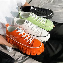 2021 Spring canvas board shoes version of the trend increased men's trendy breathable wild student platform 39-44 five