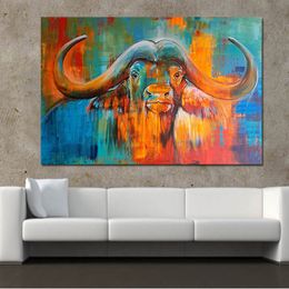 Canvas Painting Colourful Buffalo Wall Pictures for Living Room Animal Art Canvas Art Prints Posters Decoration