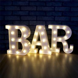Novelty Items 26 Alphabet LED Letter Lights Home Decoration Warm White Marquee Letters Sign For Wedding Birthday Party Battery Powered