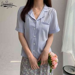 Casual Women Clothing Summer Short Sleeve Top Blusas Mujer De Moda Chiffon Blouse Korean Style All-match Shirts 10007 210521