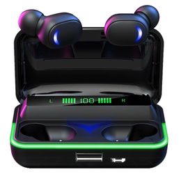 High quality E10 tws earphones headphones BT 5.0 touch control black waterproof sport true wireless earphone