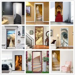 Window Stickers Retroarch Steps Door Pvc Waterproof Wallpaper Corridor Staircase Decor Mural Self Stick Diy Wall Decals