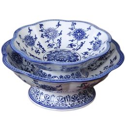 decorative bowl for kitchen table UK - Dishes & Plates Retro Fruit Bowls For Kitchen Table And Countertop Decor Blue White 8 Inch Ceramic Bowl Centerpiece Decorative Snack B