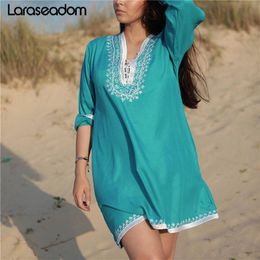 Cotton Long Beach Dress Coverups For Women Pareo De Plage Swimsuit Cover Up Sarongs Swimwear Kaftan #N248