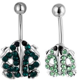 YYJFF D0493 Frog Belly Navel Stud Dk.Green & Lt.Green