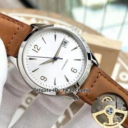 High Quality 40mm Master Date Q4018420 Men's Automatic Watch White Dial Silver Case Gents Sport Watches Brown Leather Strap 12 Colours