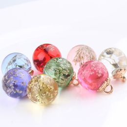 6pcs Flower Glass Ball Charms Pendant Crystal Earrings Floating Handmade DIY Jewellery Accessory