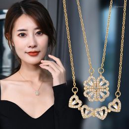 Chains Lucky Four-leaf Clover Fortune Shamrock Pendants Necklaces One Piece Halloween Women Jewellery Lover's Christmas Gift