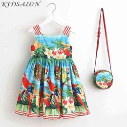 Baby Girls Dress Summer 2021 Brand Kids Clothes Toddler Dress with Bag Robe Enfant Christmas Dress Princess Children Clothing G1129