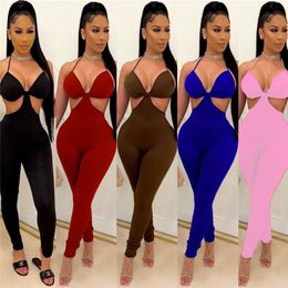 Bulk Womens jumpsuits rompers overalls onesies one piece pants sexy skinny sleeveless playsuit slim fashion panelled jumpsuit women clothes klw6397