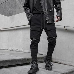 Men Color Block Black Pocket Cargo Pants 2022 Harem Joggers Harajuku Sweatpant Hip Hop Trousers Men's