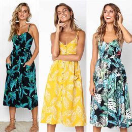 Casual Female Sundress Women Summer Dress Sexy Midi Dress Ladies Vintage Vestidos Backless Straps Plus Size Dresses Button 210623