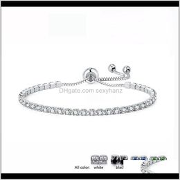 Bracelets Drop Delivery 2021 Fashion Cubic Zirconia Tennis & Bangle Adjustable Rhinestones Charm Bracelet For Women Bridal Wedding Jewelry 18