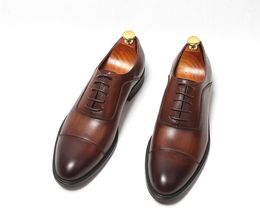 Designer Men vintage Oxfords Shoes brand Dress Leather Shoes Cowskin Luxury England gentleman Office Wedding party Flats big size 38~45