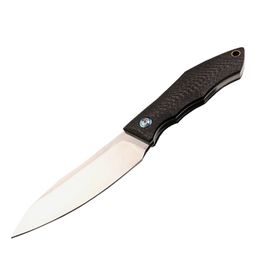 Survival Fixed blade knife D2 steel 60HRC Satin/Black Stone Wash Finish blade Full Tang Carbon fiber handle With Kydex H5414