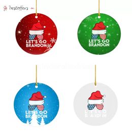 DHL Lets Go Brandon Christmas Tree Pendant Acrylic Tag Home Holiday Decoration 4 Colors BN11