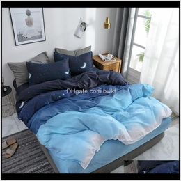 Supplies Textiles Home & Garden Drop Delivery 2021 Starry Night Sky Bedding Sets Moon And Star Pattern Gradient Color Duvet Er Set Bed Sheet