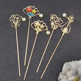 Hair Clips & Barrettes Chinese Japanese Style Metal Sticks With Tassels Imitation Pearls Fan Chopstick Hairpins Accessories Jewelry