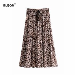 Summer Vintage High Waist Pleated Skirt Leopard Print Skirts Womens Punk Rock Korean Style Boho Streetwear A-Line Jupe Femme 210430