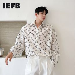 IEFB Men's Clothing Handsome White Long Sleeve Shirt Men's Breathable Bubble Fabric Loose Casual Tops 9Y7398 210524