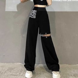 Streetwear Cargo Pants Women Casual Joggers Black High Waist Loose Female Trousers Korean Style Ribbon Ladies Pants Dropshipping Q0801