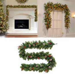 Decorative Flowers & Wreaths Christmas Garland Realistic Artificial Rattan Wreath For Stairs Xmas Tree Fireplaces Doors Yard Decor