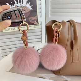 10cm/4" Cute Real Fox Fur Ball Pompom Charm Keychain Handbag Phone Pendant Keyring Gift