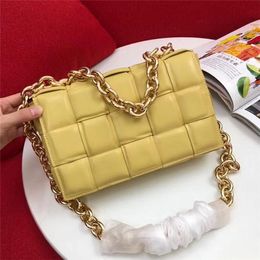 luxurys designers bags Leather ladies pillow small square bag fashion metal thick chain braided diagonal handbag