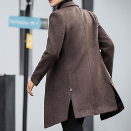 Men's Trench Coats 50% Wool Windbreaker Winter Business Casual Coat Men Korean Version Of The Slim Long Mens Jackets