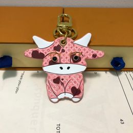 2021 Cute pink calf brown puppy keychain Fun animal shape pendant retro abstract patterns Good-looking wild