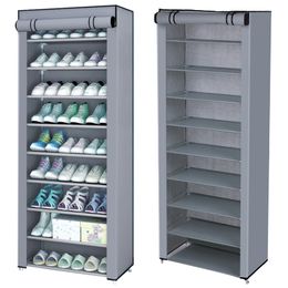 Multilayer Nonwoven Fabric Detachable Shoe Rack Dustproof Shoe Cabinet Home Standing Holder Shoes Organiser Space-Saving Stand 210811