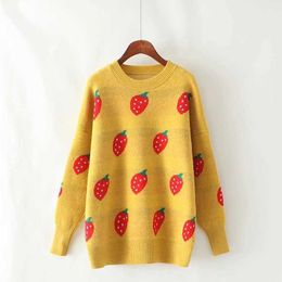 SH.SA Winter Women Korean Fashion Sweater And Jumpers Long Sleeve Strawberry Cute Girl Harajuku Pullover Sweaters Pull 210716