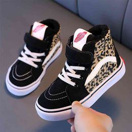 Kids For Canvas Boy Sneakers zapatos Leopard Winter Girls High Top Fashion Soft Children Shoes 210329