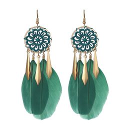 S2781 Bohemian Fashion Jewellery For Women Handmade Vintage Dreamcatcher Earrings Feather Tassel Dangle Earrings