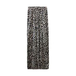 VIELLEICHT U Frauen Samt Leopard Hosen Lose Gerade Elastische Taille Volle Länge Grün Beige Casual Winter Warm Lose Druck P0032 210529