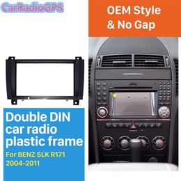 Stereo Dash Panel Frame Double Din Car Radio Fascia for 2004 2005 2006 2007 2008 2009 2010 2011 Mercedes BENZ SLK R171