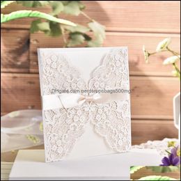 Greeting Event Festive Supplies Home & Garden 10Pcs Butterfly Hollow Invitation Cards Card Paper And Er Kit For Wedding Birthday Shower Part